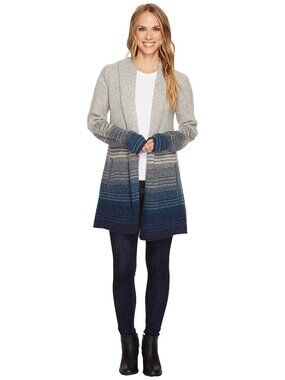 Small Toad&Co Merino Heartfelt Hoodie  Heather Gray, Blue and Gray Ombre